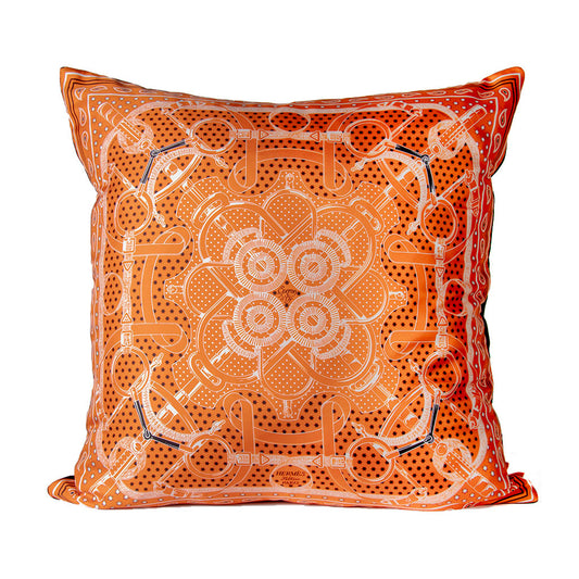 Vintage Hermes Pillow Eperon d'Or Bandana Vintage Silk Scarf Pillow 22" at Vintage Luxe Up