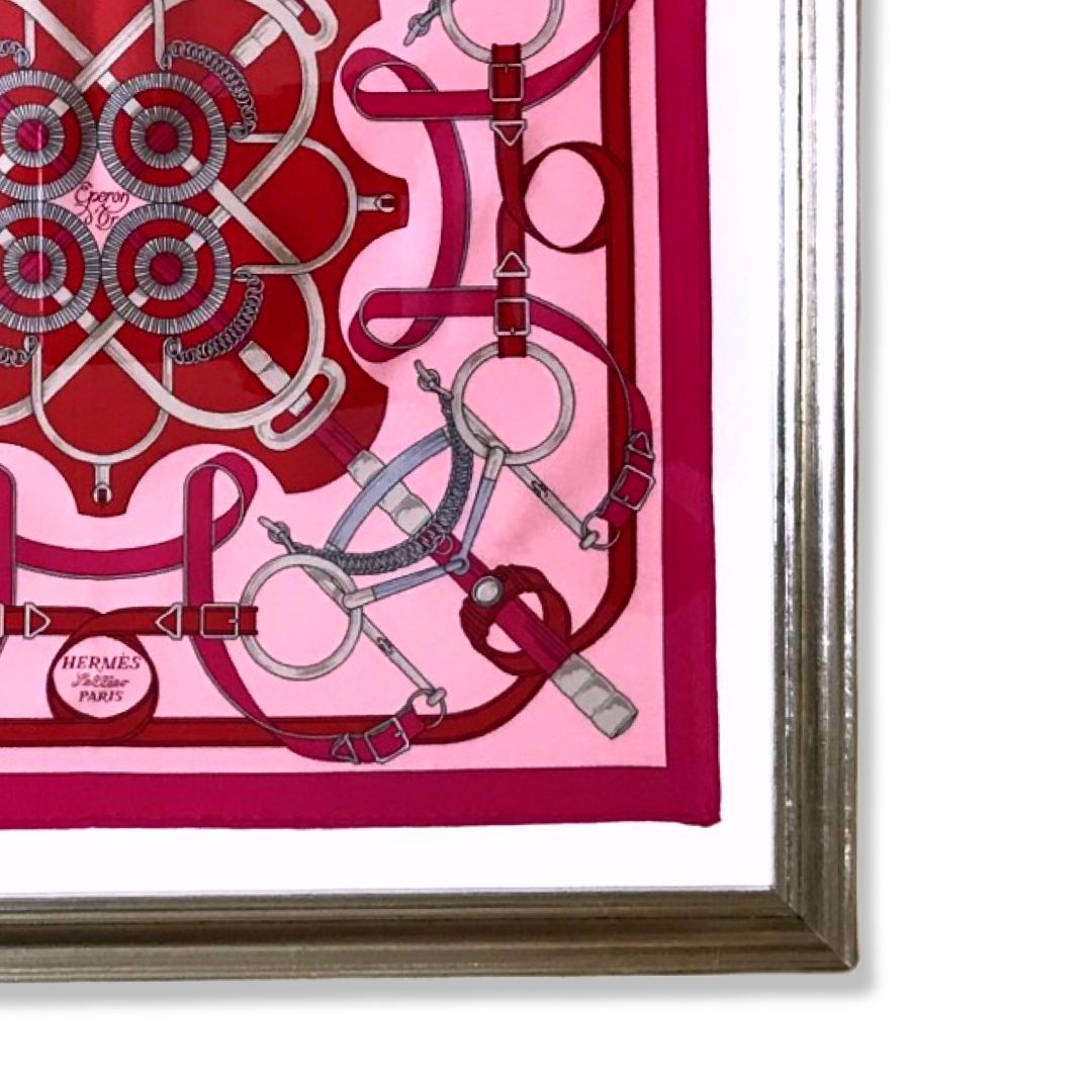 Eperon d'Or Rose Framed Vintage Silk Scarf 20"