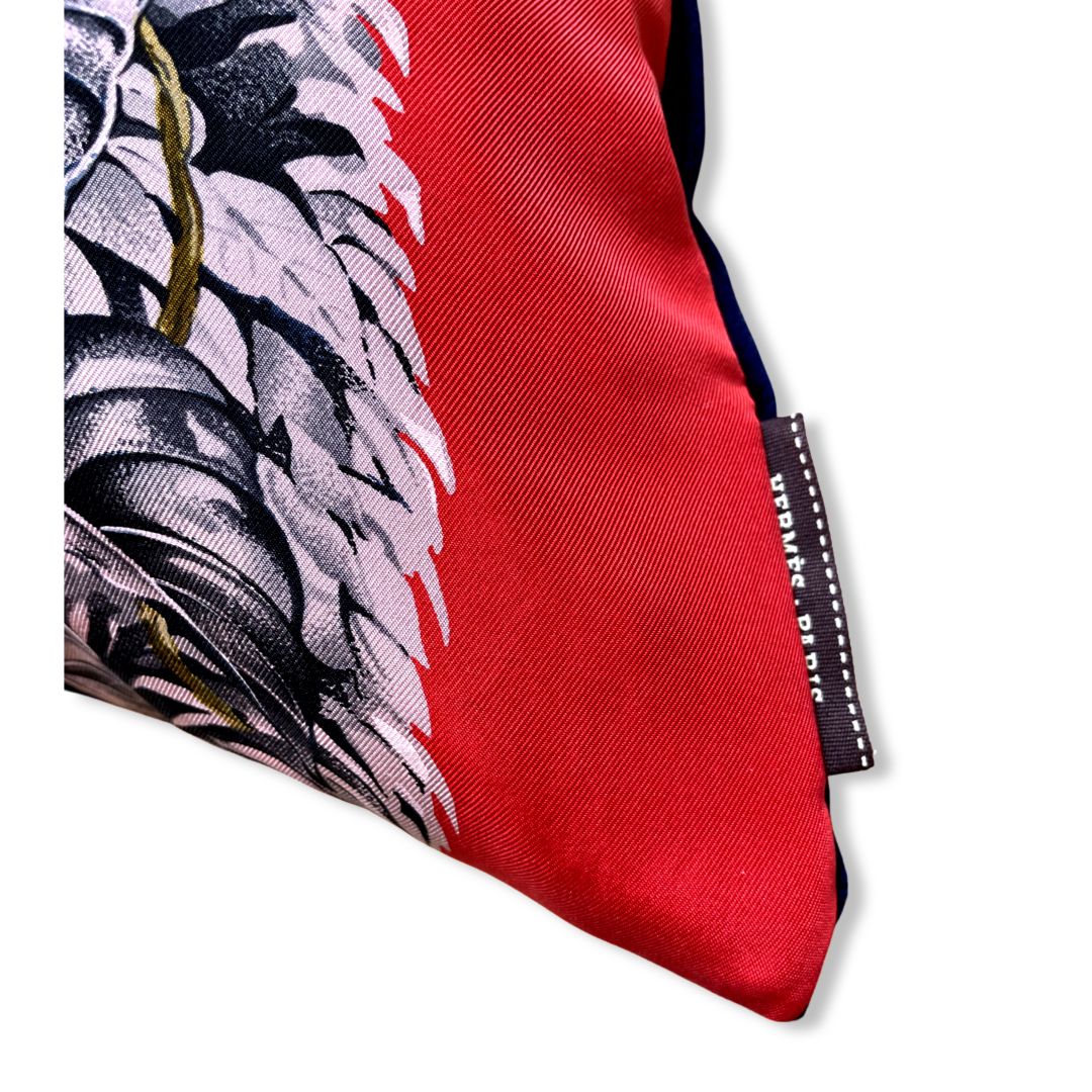 Equateur Vintage Silk Scarf Lumbar Pillow 35"