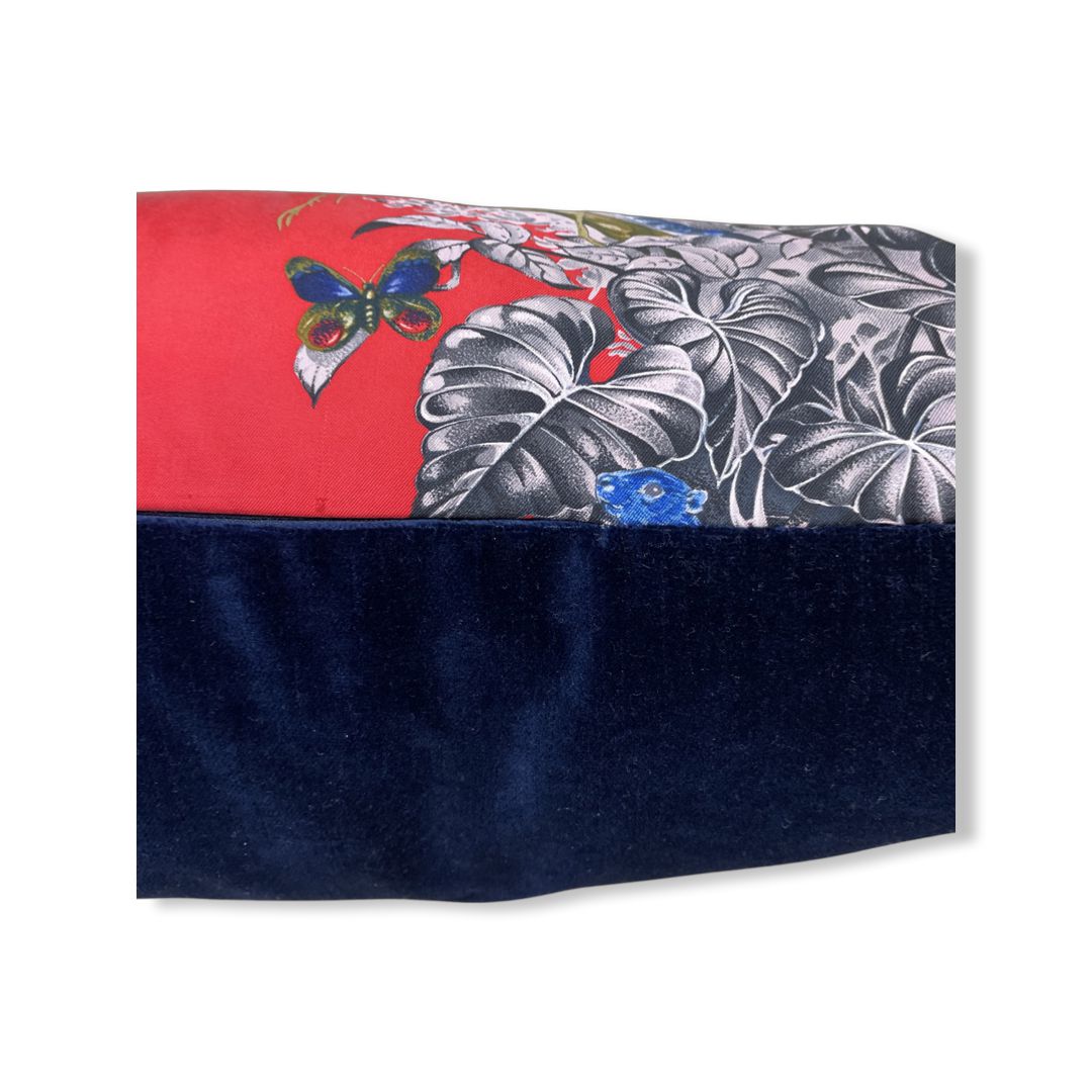 Equateur Vintage Silk Scarf Lumbar Pillow 35"