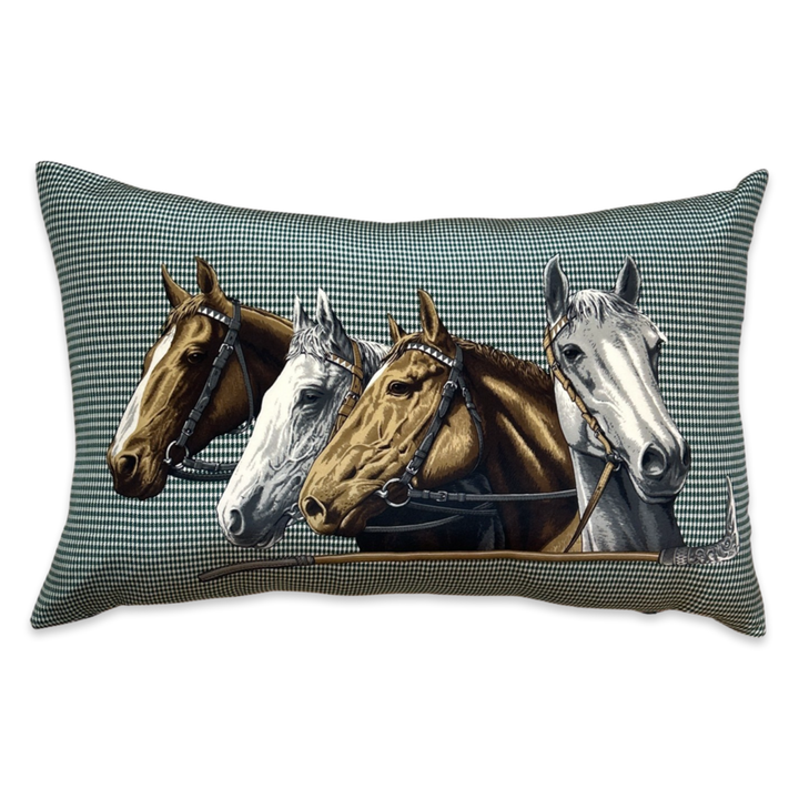 Equestrian Houndstooth Green Vintage Scarf Pillows