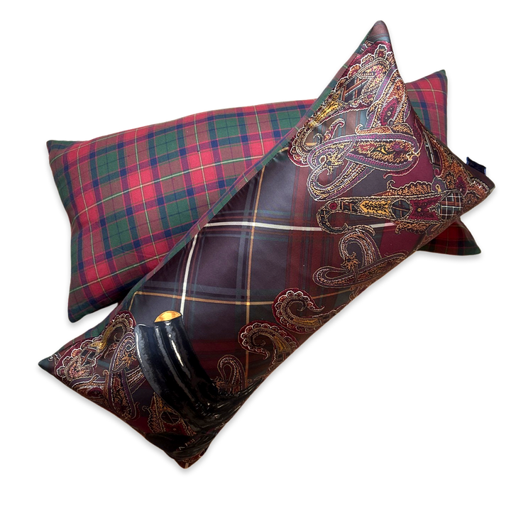 Equestrian Paisley & Tartan Vintage Silk Scarf Pillows