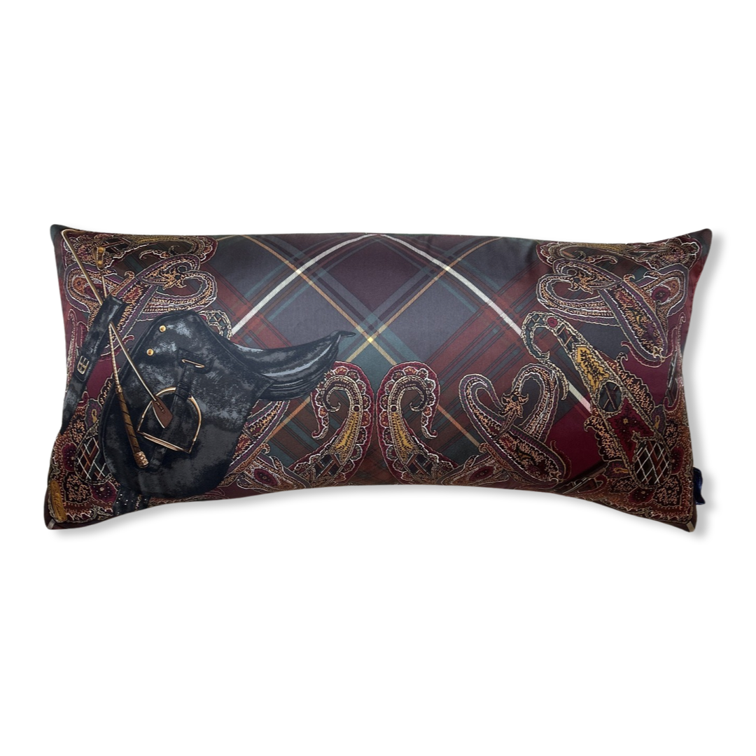Equestrian Paisley & Tartan Vintage Silk Scarf Pillows