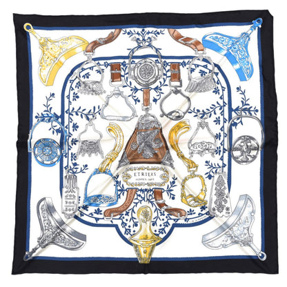 Etriers Noir Framed Vintage Silk Scarf 20"
