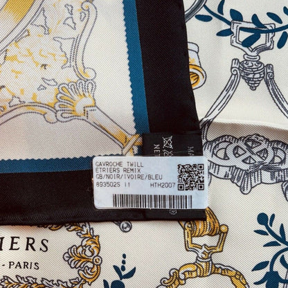Etriers Noir Framed Vintage Silk Scarf 20"