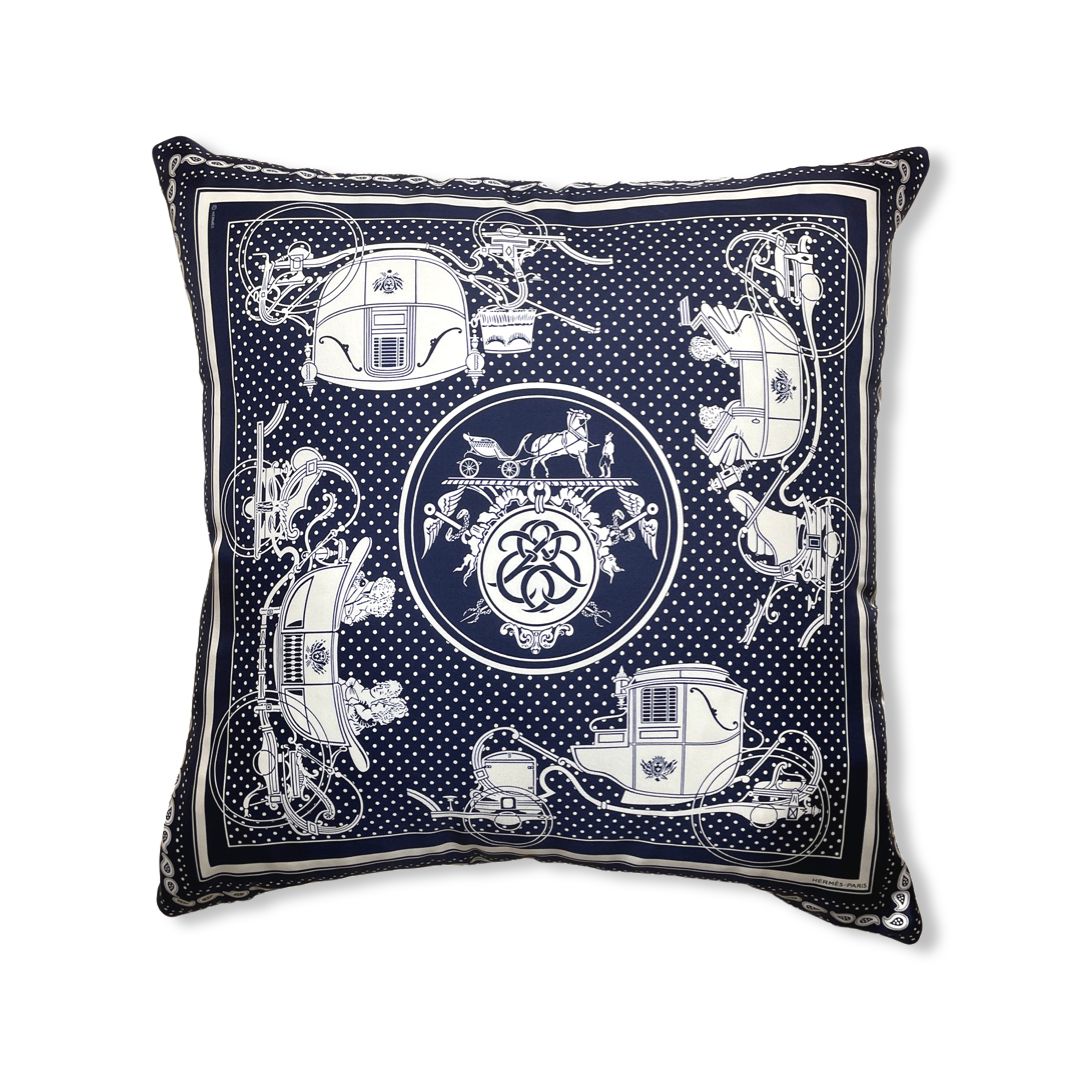 Vintage Hermes Pillow Ex Libris Bandana Silk Scarf Pillow 22" at Vintage Luxe Up