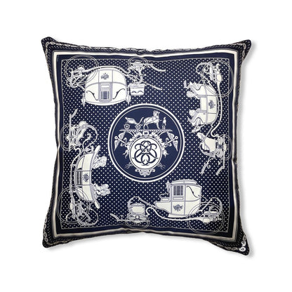 Vintage Hermes Pillow Ex Libris Bandana Silk Scarf Pillow 22" at Vintage Luxe Up