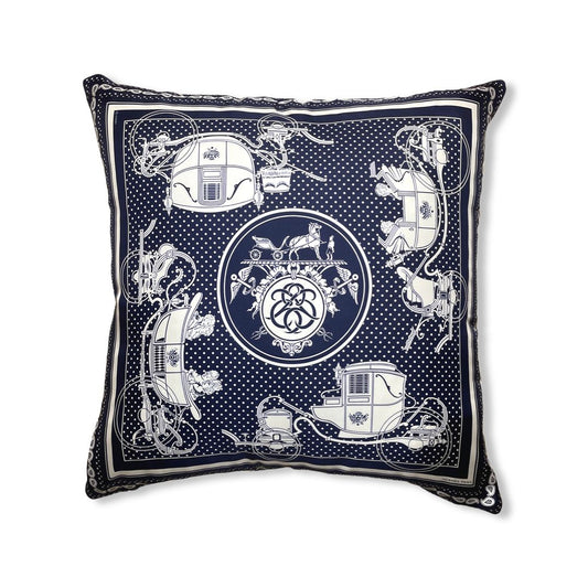 Vintage Hermes Pillow Ex Libris Bandana Silk Scarf Pillow 22" at Vintage Luxe Up
