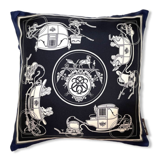 Vintage Hermes Pillow Ex Libris Vintage Silk Scarf Pillow 17" at Vintage Luxe Up