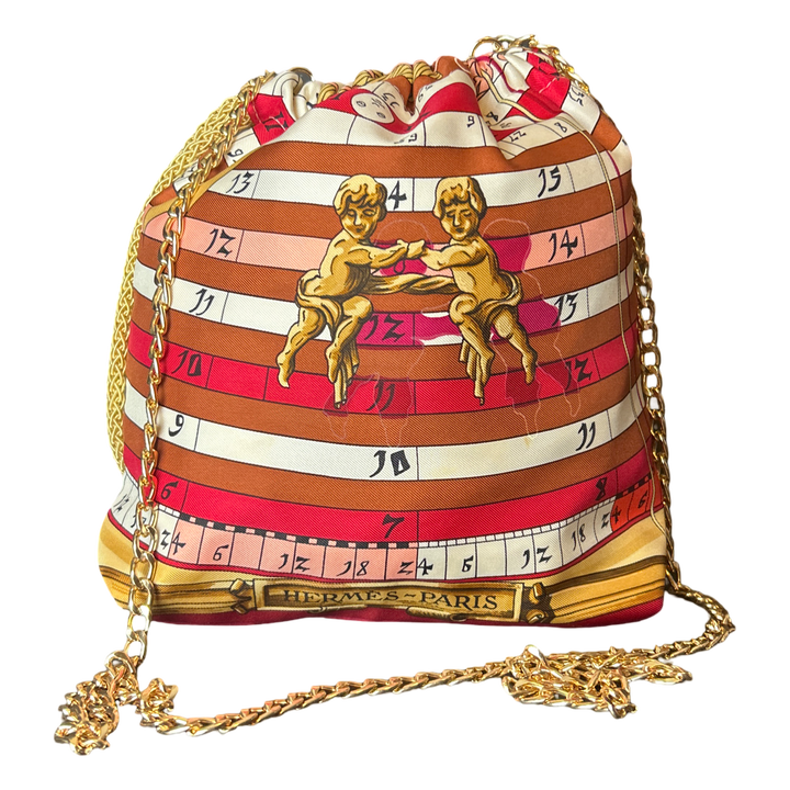 Astrologie Dies et Hore Vintage Scarf Drawstring Crossbody Bag