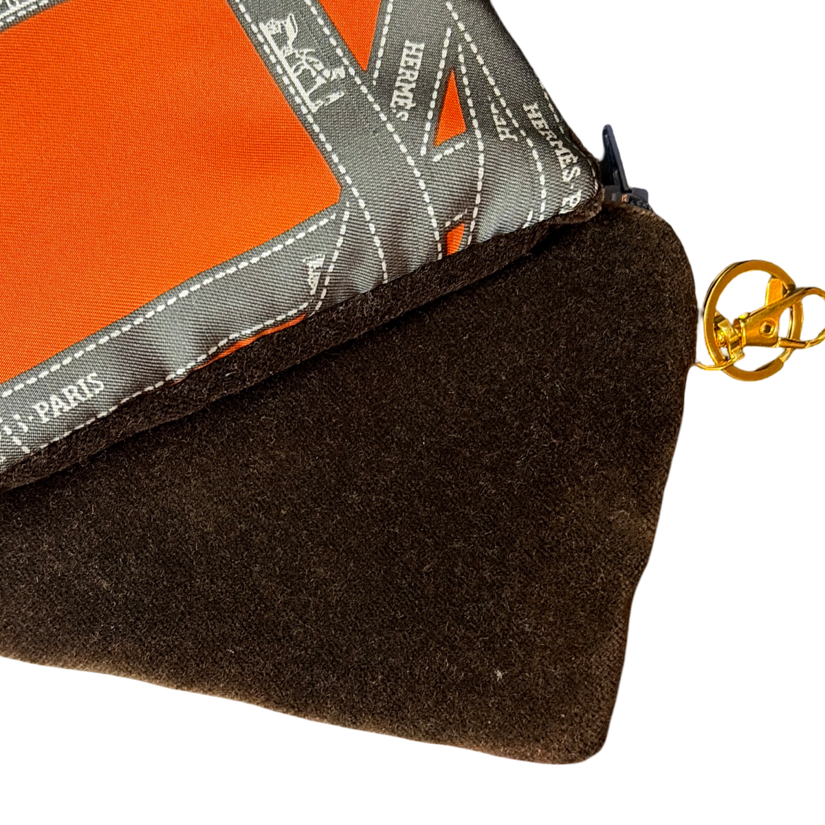 Bolduc Ribbon Orange Vintage Silk Scarf Coffee Run Keychain Bag