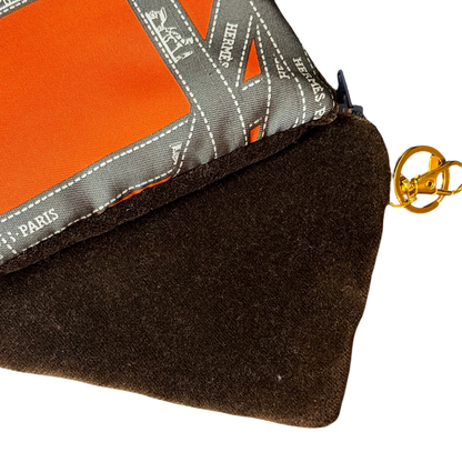 Bolduc Ribbon Orange Vintage Silk Scarf Coffee Run Keychain Bag