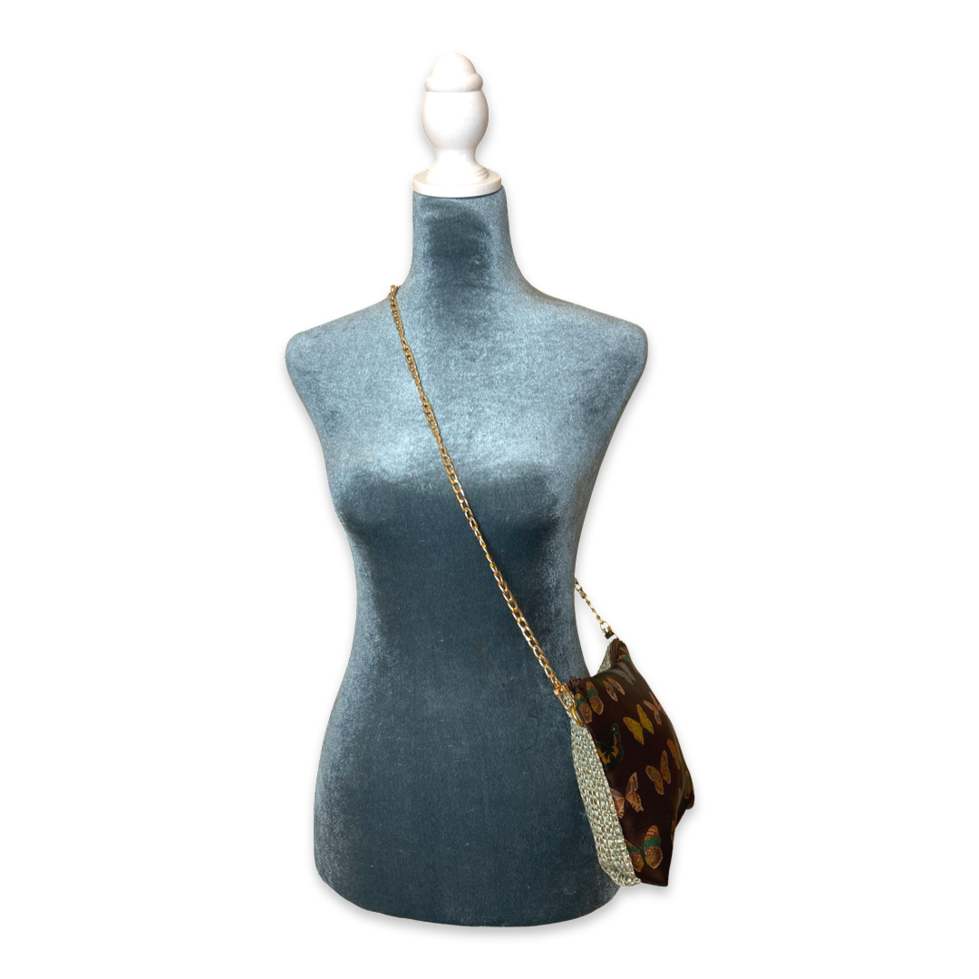 Farfalla Brown Vintage Scarf Crossbody Bag