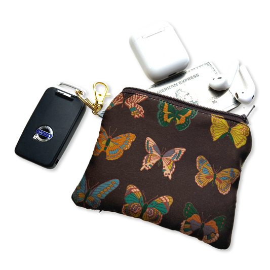Vintage Gucci keychain bag Farfalla Brown Vintage Silk Scarf Coffee Run Keychain Bag at Vintage Luxe Up