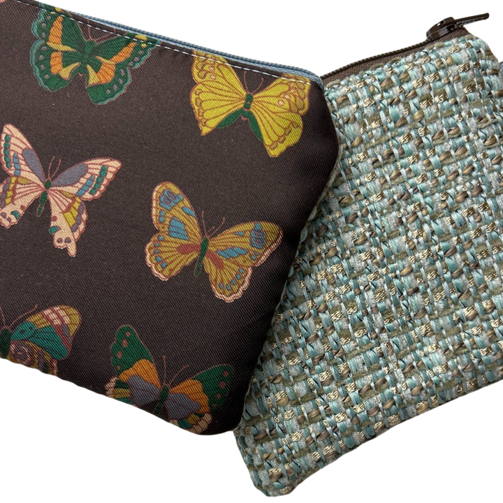 Farfalla Brown Vintage Silk Scarf Wristlet Bag