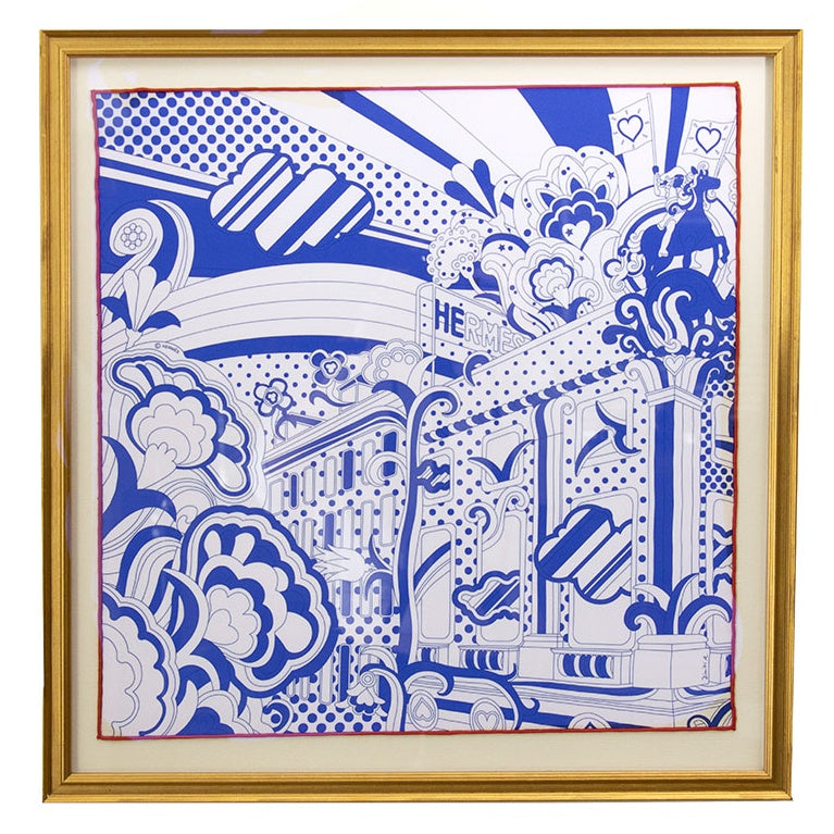 Framed Hermes ScarfFaubourg Rainbow Framed Vintage Silk Scarf 20"-Vintage Hermes-Vintage Luxe Up