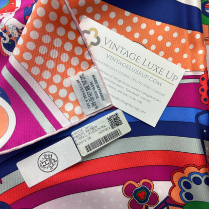 Faubourg Rainbow Framed Vintage Silk Scarf 20"