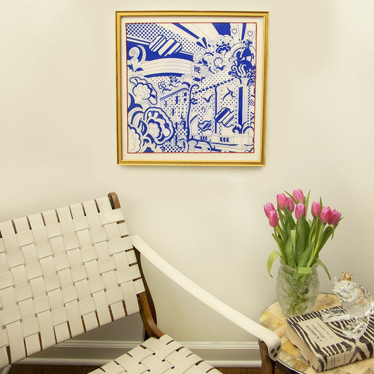 Framed Hermes Scarf Faubourg Rainbow Framed Vintage Silk Scarf 20" Vintage Hermes at Vintage Luxe Up