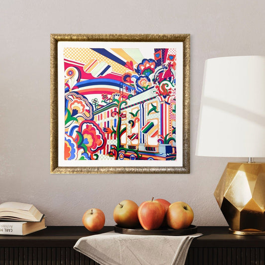 Framed Hermes Scarf Faubourg Rainbow Framed Vintage Silk Scarf 20" Vintage Hermes at Vintage Luxe Up