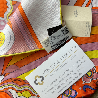 Faubourg Rainbow Framed Vintage Silk Scarf 21"