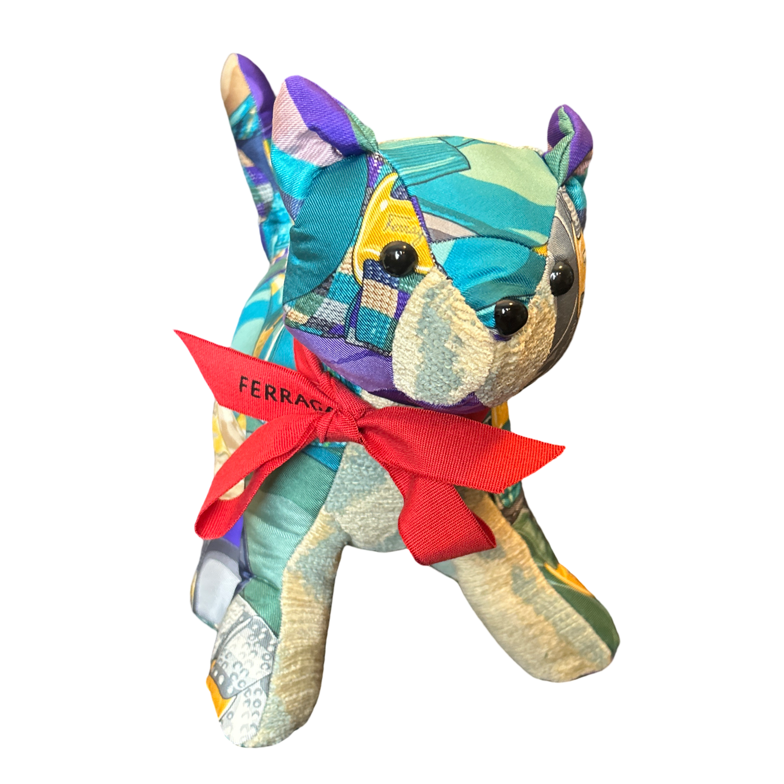 Ferragamo Varina Scarf Patchwork Kitten at Vintage Luxe Up