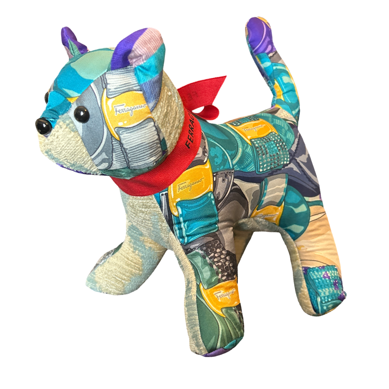 Ferragamo Varina Scarf Patchwork Kitten at Vintage Luxe Up