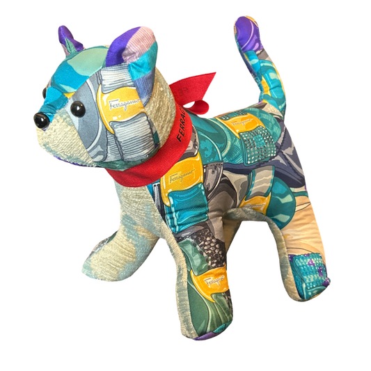 Ferragamo Varina Scarf Patchwork Kitten at Vintage Luxe Up