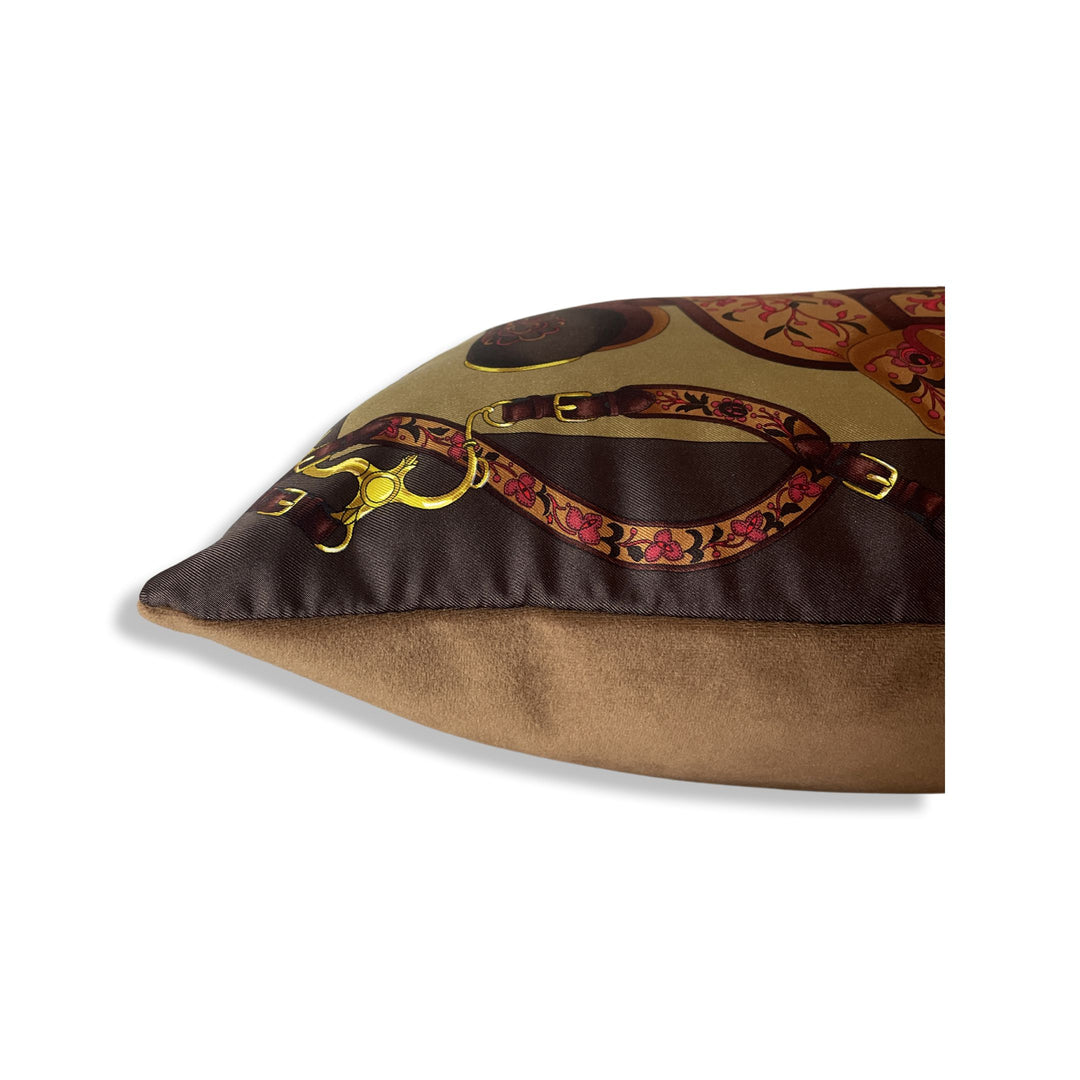 Festival des Amazones Vintage Silk Scarf Pillow 17"