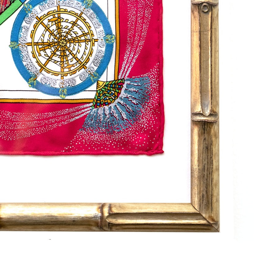 Framed Hermes ScarfFeux d’Artifice Framed Vintage Silk Scarf 20"-Vintage Hermes-Vintage Luxe Up