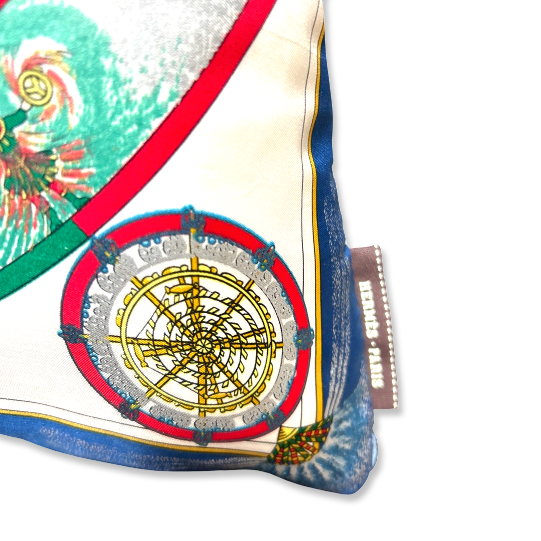 Feux d'Artifice Vintage Silk Scarf Pillow 17"