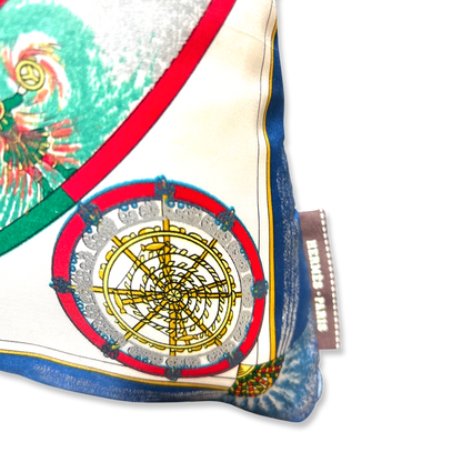 Feux d'Artifice Vintage Silk Scarf Pillow 17"
