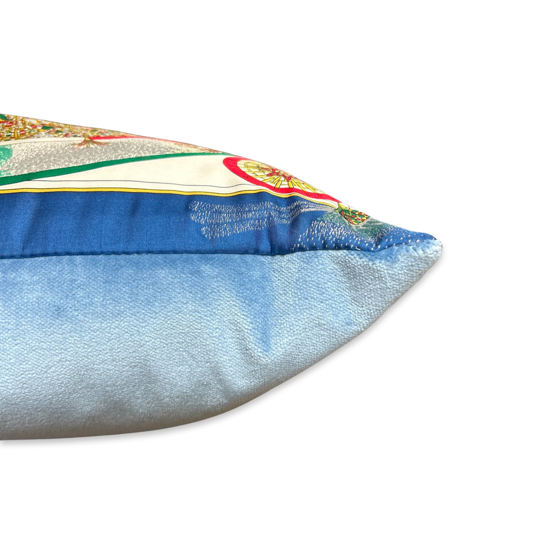 Feux d'Artifice Vintage Silk Scarf Pillow 17"