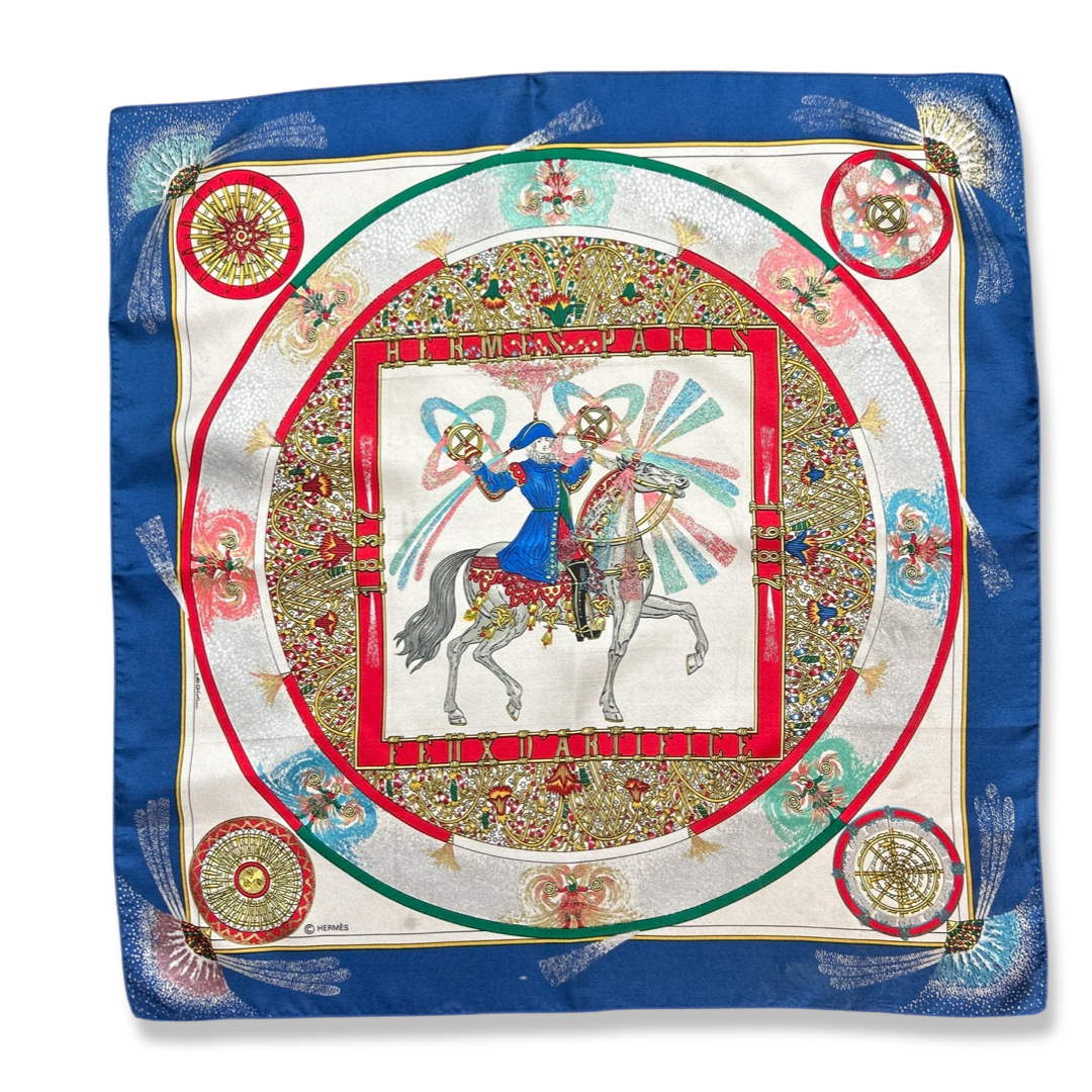 Feux d'Artifice Vintage Silk Scarf Pillow 17"