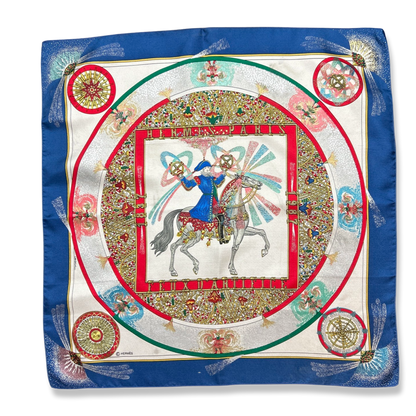 Feux d'Artifice Vintage Silk Scarf Pillow 17"