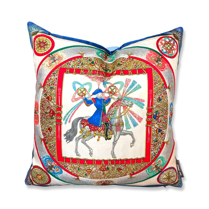 Vintage Hermes Pillow Feux d'Artifice Vintage Silk Scarf Pillow 17" at Vintage Luxe Up