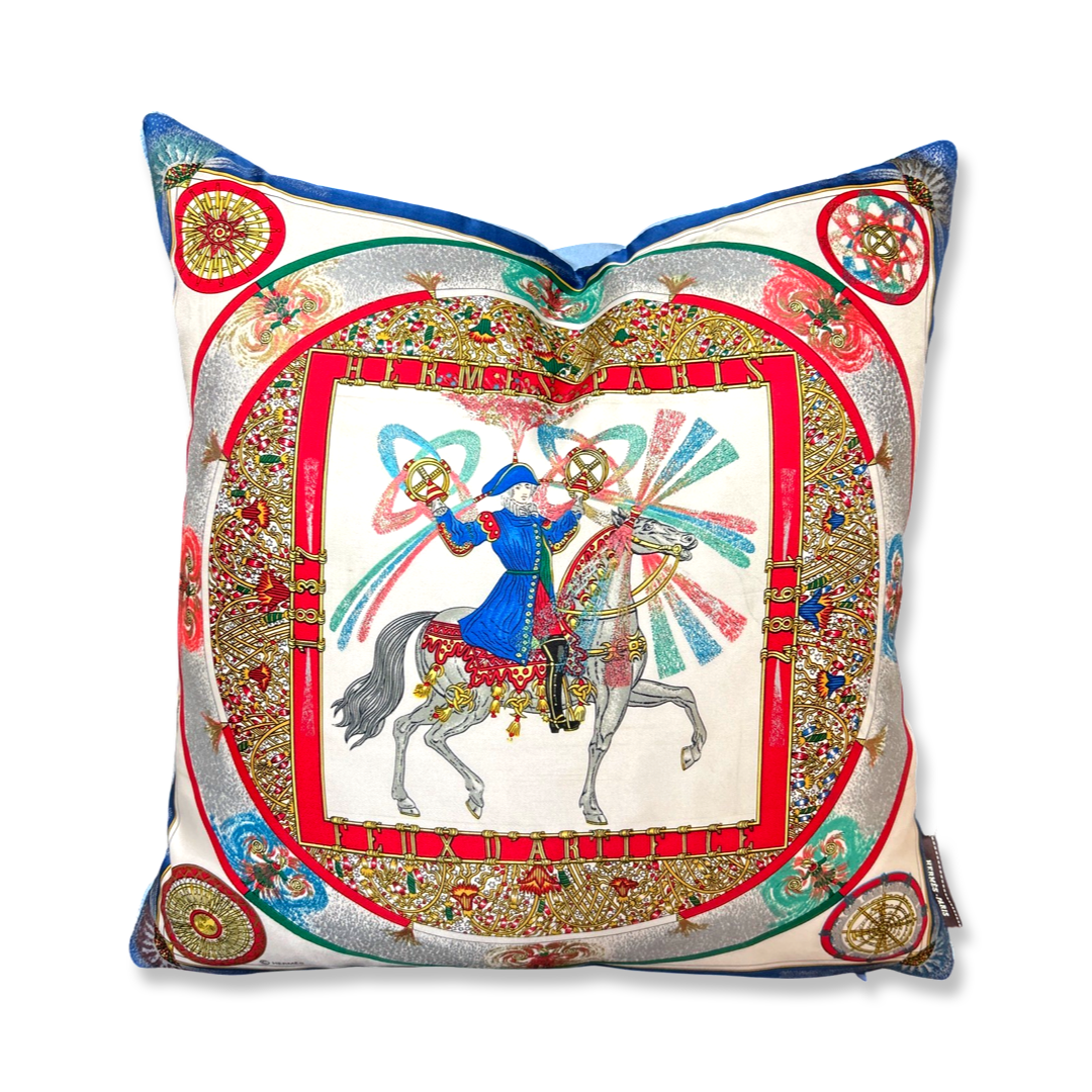 Vintage Hermes Pillow Feux d'Artifice Vintage Silk Scarf Pillow 17" at Vintage Luxe Up