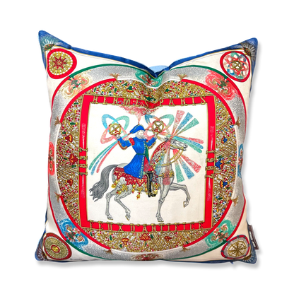 Vintage Hermes Pillow Feux d'Artifice Vintage Silk Scarf Pillow 17" at Vintage Luxe Up