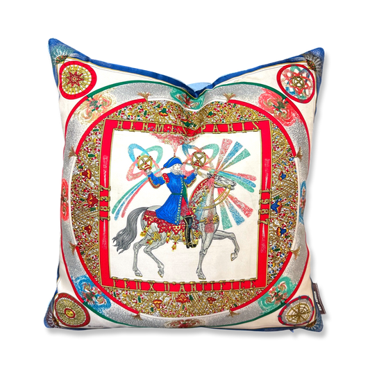 Vintage Hermes Pillow Feux d'Artifice Vintage Silk Scarf Pillow 17" at Vintage Luxe Up