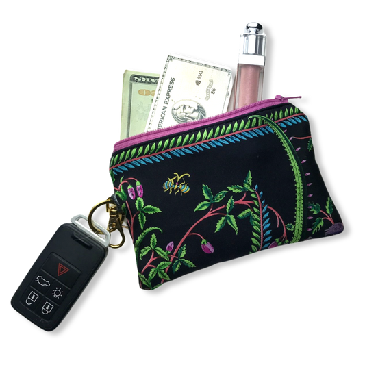 Vintage Gucci keychain bag Flora Nero Vintage Silk Scarf Coffee Run Keychain Bag at Vintage Luxe Up