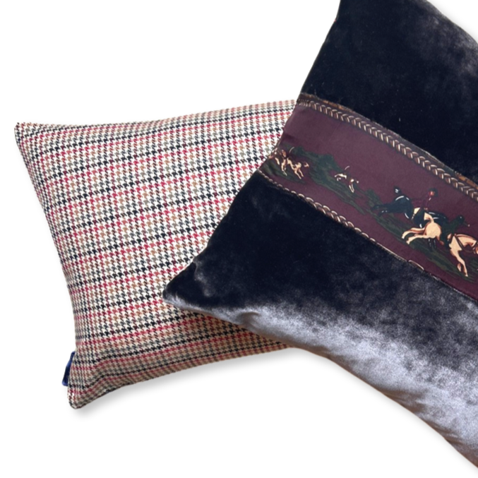 Fox Hunt Border Vintage Silk Scarf Pillows