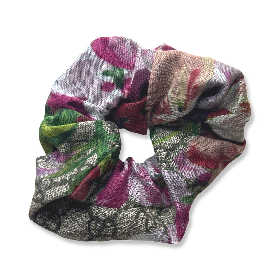 GG Blooms Pink Hydrangea Vintage Silk Scarf Hair Scrunchies