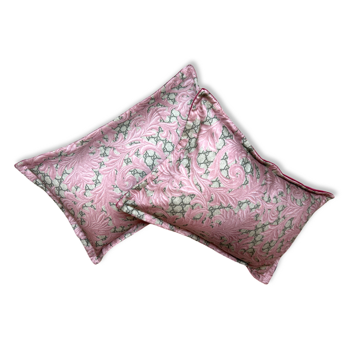 GG Logo Arabesque Pink Silk Scarf Boudoir Pillow
