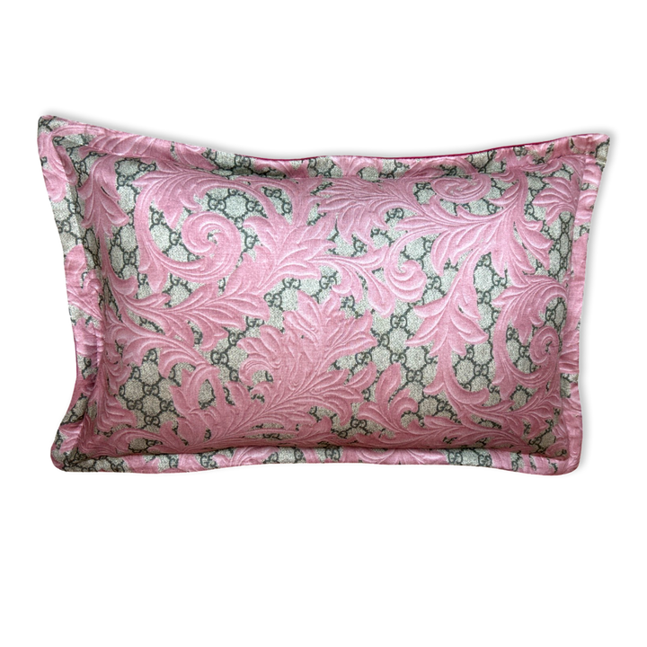 GG Logo Arabesque Pink Silk Scarf Boudoir Pillow