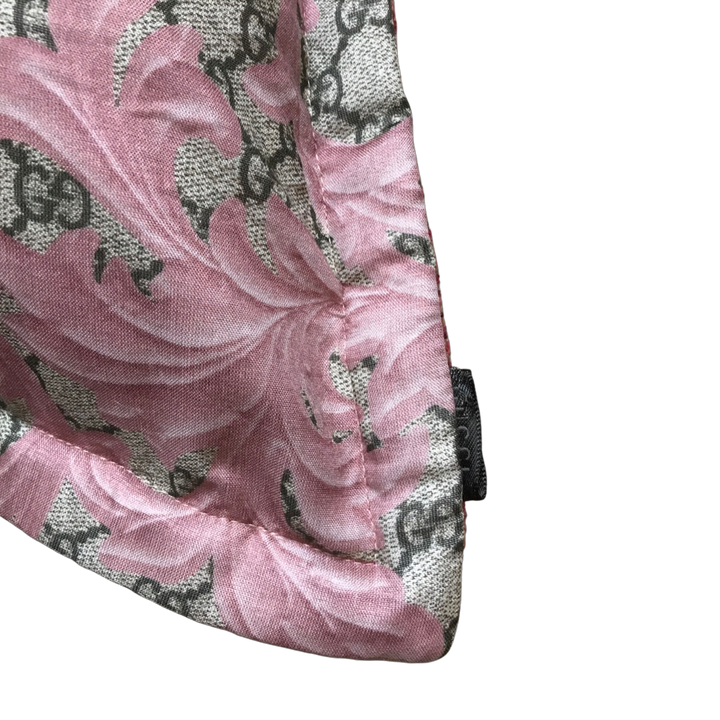 GG Logo Arabesque Pink Vintage Silk Scarf Pillows 20"