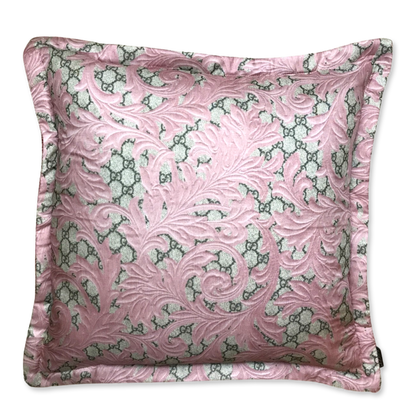 GG Logo Arabesque Pink Vintage Silk Scarf Pillows 20"