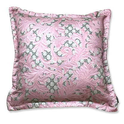 GG Logo Arabesque Pink Vintage Silk Scarf Pillows