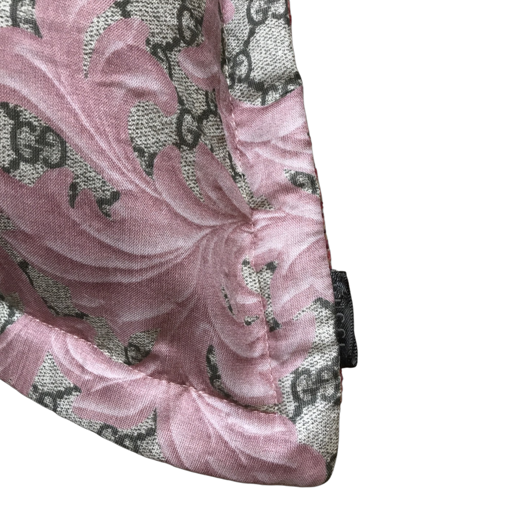 GG Logo Arabesque Pink Vintage Silk Scarf Pillows
