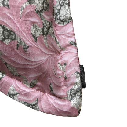 GG Logo Arabesque Pink Vintage Silk Scarf Pillows