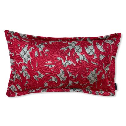 GG Logo Arabesque Red Vintage Silk Scarf Boudoir Pillow