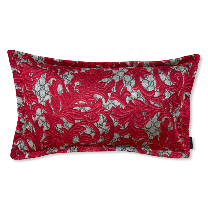 GG Logo Arabesque Red Vintage Silk Scarf Boudoir Pillow
